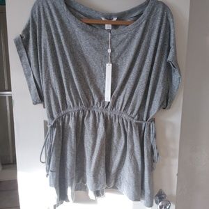 Caslon large grey ruched short sleeve shirt